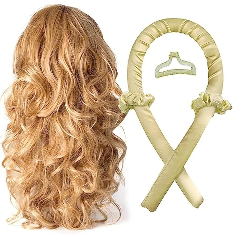 RYTABEE Heatless curling iron - Heatless curling iron headband - Satin heatless curling - Overnight curling headband - No heat required, creates beautiful curls without damaging the hair (beige) - Image 3