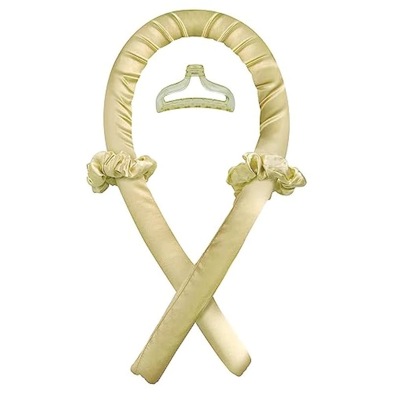 RYTABEE Heatless curling iron - Heatless curling iron headband - Satin heatless curling - Overnight curling headband - No heat required, creates beautiful curls without damaging the hair (beige) - Image 1