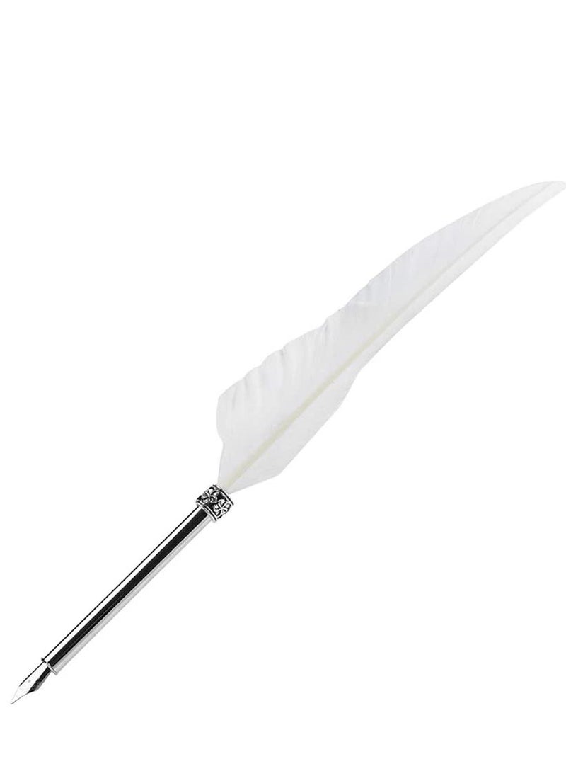 Generic - Pen Lightweight Stationery Gift Box, Notebook, Feather Pen, Ink Bottle Pen School Pen for Student, Elegant Feather Quill Pen, Gift/for Birthday Party, Home Decor (Empty Ink Bottle, White) - Image 1