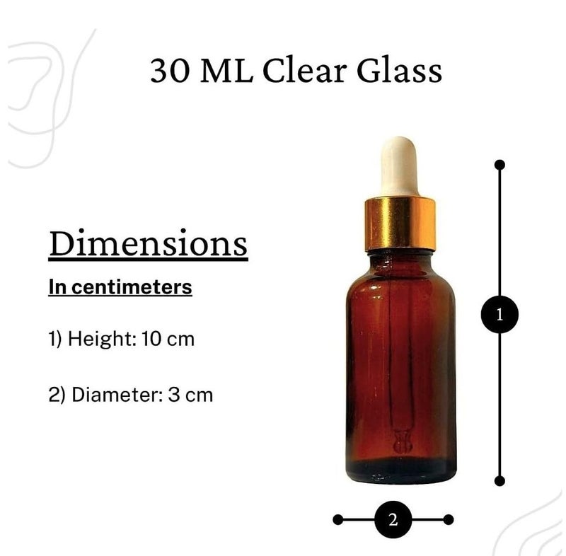 VOW 30 ML Amber Round Empty Glass Bottle Glass Dropper Golden Ring Silicone White Teat Refillable Reusable Leak Proof for Essential Oils PerfumesPack of 6 - Image 4