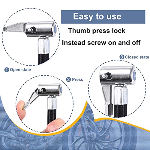 Melphan-Auto Flexible Tire Valve Extension Adapter, Inflator Hose Adapter, Locking Air Chuck Quick Connect and Release, Pressure Adjustable Tire Inflator Pump Hose Adapter for Car Motorcycle Bike,1PC - Image 3