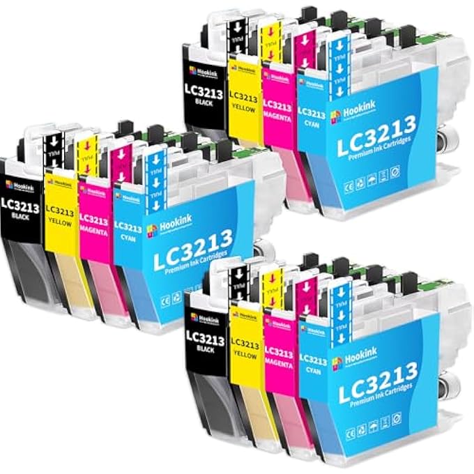 PACK OF 12 LC3213 LC-3213 PRINTER CARTRIDGES COMPATIBLE WITH BROTHER LC3213 LC-3213 LC3211 FOR DCP-J572DW DCP-J772DW DCP-J774DW MFC-J497DW MFC-J491DW MFC-J890DW MFC-J895DW - Image 1