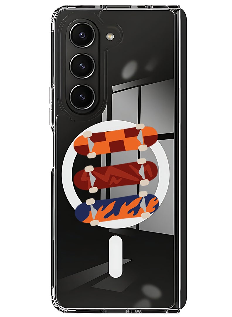 Theodor Magnetic Case for Samsung Galaxy Z Fold 5 Compatible with MagSafe Wireless Charging, Shockproof Phone Bumper Cover Skates - Image 1