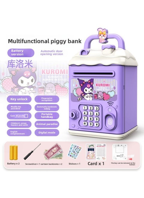 Piggy Bank 2024 Girls Children Can Access Only In And Out Password Savings Box Boys Day-Color:Kuromi [key⭐Password Fingerprint⭐Automatic Door Opening] Battery Model (second Generation)