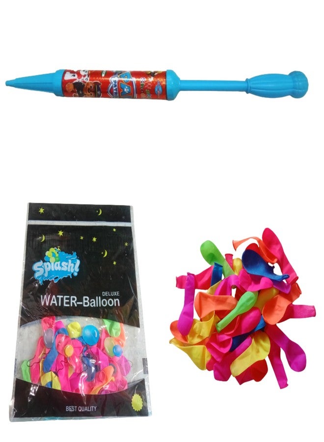 ZOKCY® 2 in 1 (1 Cartoon Printed Hand Shooter Pichkari + 50 Water Balloons) Water Pichkari Boys and Girls Kids/Multicolour Plastic holi pichkari for Kids/Easy to Hold in Small Kids Hand/Water Play Toy - Image 1