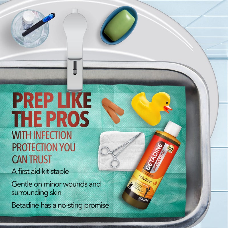 Betadine Antiseptic First Aid Spray, Povidone-iodine 5%, Infection Protection, Kills Germs In Minor Cuts Scrapes And Burns, No Sting Promise, No Alcohol or Hydrogen Peroxide, 3 FL OZ - Image 1