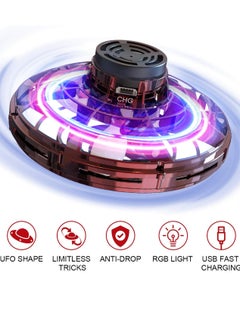 Scrolls Flying Spinner, Flying Fidget Spinner with LED Lights, Kids Flying Spinner with USB Rechargeable for Fun Indoor Outdoor (Red)  - Image 2