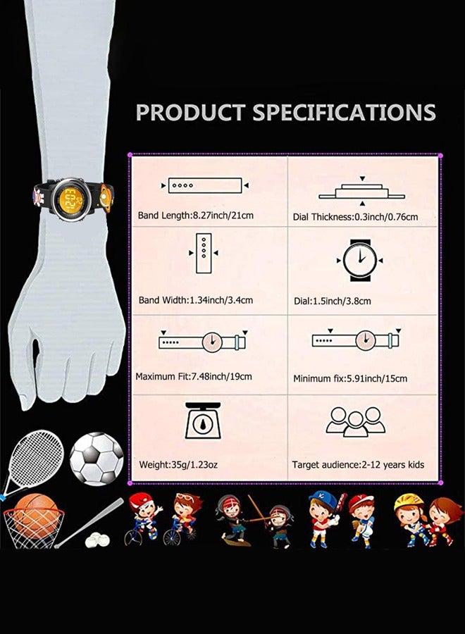 AZorb Toddler Kids Digital Watches for Girls Boys 3D Cute Cartoon 7 Color Lights Waterproof Sport Electronic Wrist Watch with Alarm Stopwatch for 3-12 Year Children - Image 3