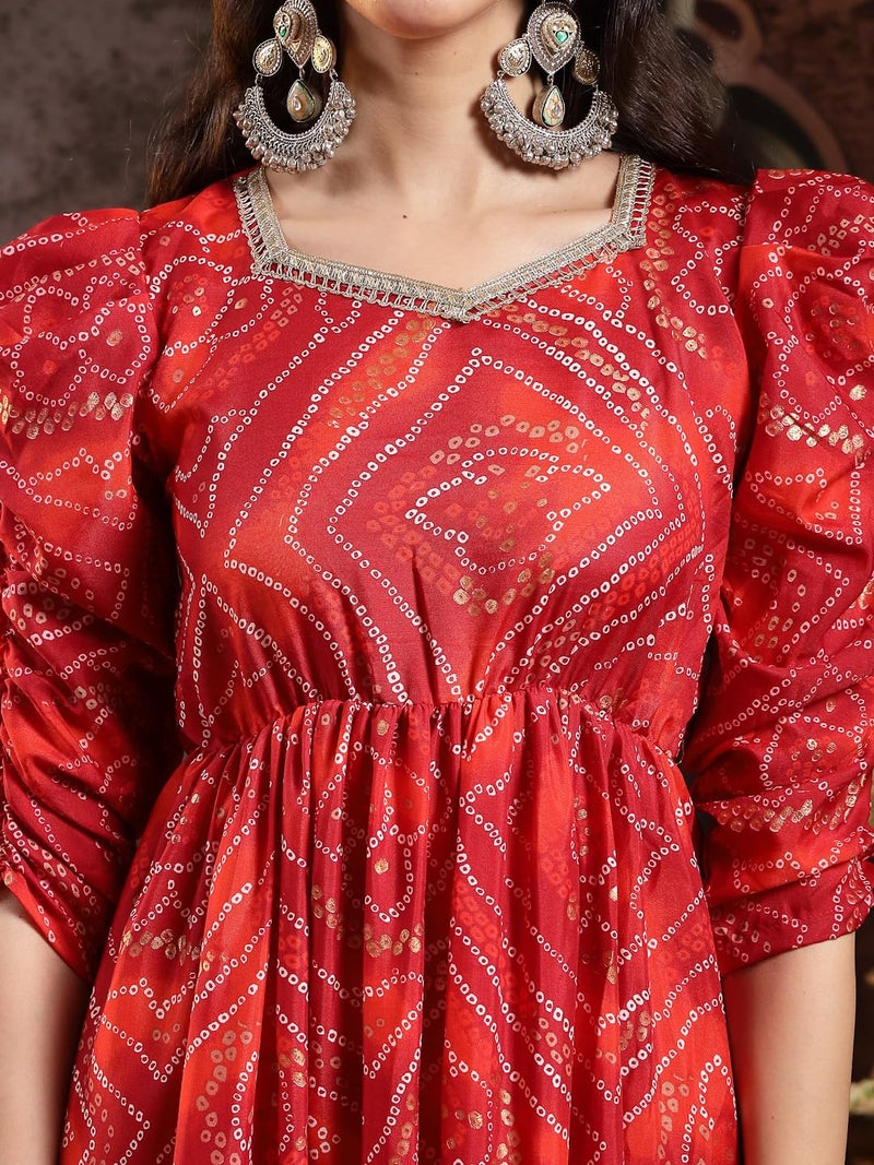 Stylum Women's Bandhej Printed Rayon Tiered Dress - Image 4