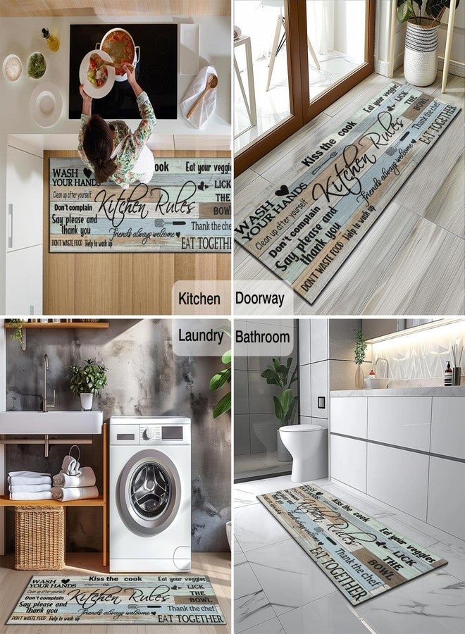 wyoansfhd Kitchen Rug Sets of 2 Piece Non Slip Kitchen Rugs and Mats Washable Kitchen Mats for Kitchen Floor Mat Carpet Runner Rugs for Hallway Laundry Decor 17”x30“+17'' X 47'' (Rug One, 17" 47"+17"+30") - Image 4