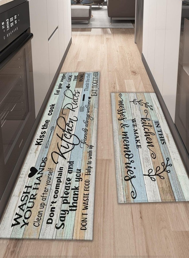wyoansfhd Kitchen Rug Sets of 2 Piece Non Slip Kitchen Rugs and Mats Washable Kitchen Mats for Kitchen Floor Mat Carpet Runner Rugs for Hallway Laundry Decor 17”x30“+17'' X 47'' (Rug One, 17" 47"+17"+30") - Image 2