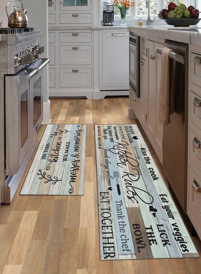 wyoansfhd Kitchen Rug Sets of 2 Piece Non Slip Kitchen Rugs and Mats Washable Kitchen Mats for Kitchen Floor Mat Carpet Runner Rugs for Hallway Laundry Decor 17”x30“+17'' X 47'' (Rug One, 17" 47"+17"+30") - Image 3