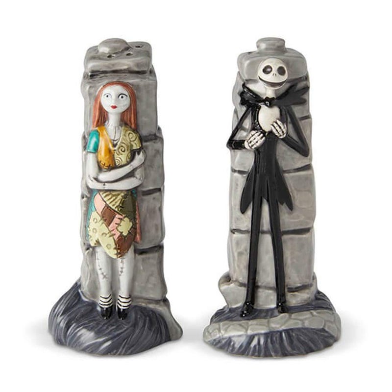 Enesco 6002274 Disney Ceramics Nightmare Before Christmas Jack and Sally Salt and Pepper Shakers 385 Inch