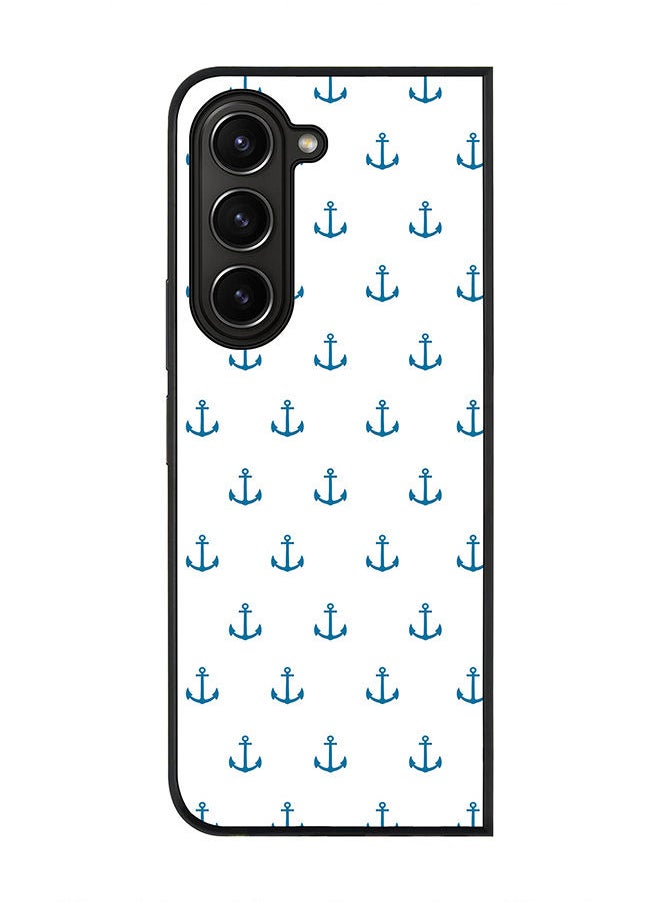Stylizedd - Rugged Black edge case for Samsung Galaxy Z Fold5, Slim fit Soft Case Flexible Rubber Edges Anti Drop TPU Gel Thin Cover -  Anchor Blue - Image 1
