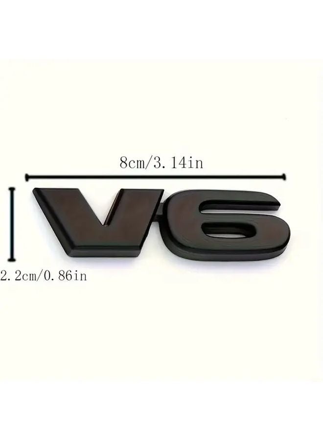 شارة محرك V6 لامعة باللون الأسود والأحمر لملصق السيارة، مصنوعة من معدن متين - Image 2