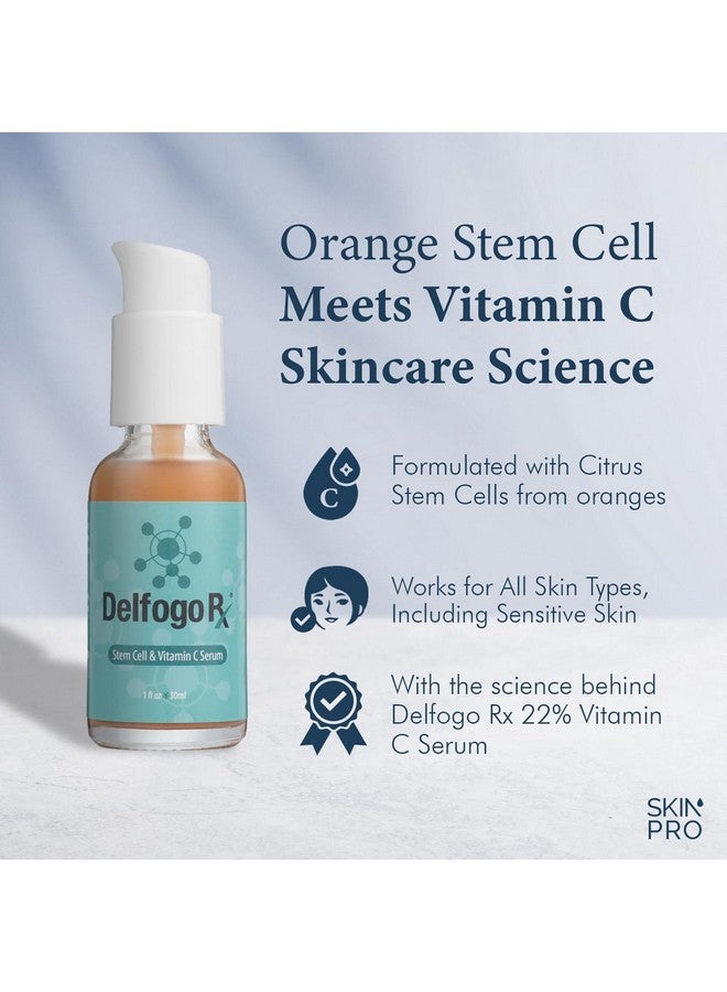 SkinPro سيروم خلايا جذعية وفيتامين C مع حمض الهيالورونيك وزيت البرتقال النقي ومستخلص البابونج مضاد للشيخوخة معزز لشد الوجه مضاد للتجاعيد ترطيب البشرة للعناية اليومية للرجال والنساء (1 عبوة) - Image 2
