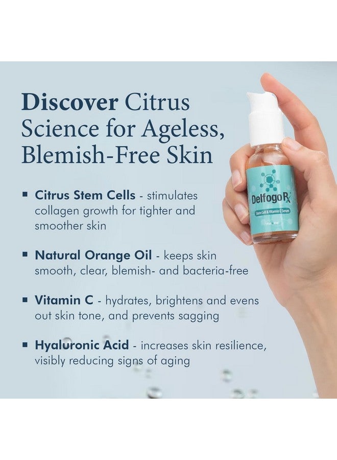 SkinPro سيروم خلايا جذعية وفيتامين C مع حمض الهيالورونيك وزيت البرتقال النقي ومستخلص البابونج مضاد للشيخوخة معزز لشد الوجه مضاد للتجاعيد ترطيب البشرة للعناية اليومية للرجال والنساء (1 عبوة) - Image 4