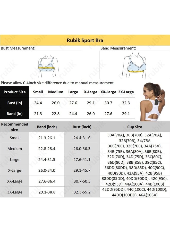 Rubik Sports Bra for Women with Back Pocket, Wirefree High Impact Racerback Quick Dry Removable Padded Seamless Activewear Bra for Running Yoga Gym Workout Fitness (Large) Red - Image 3