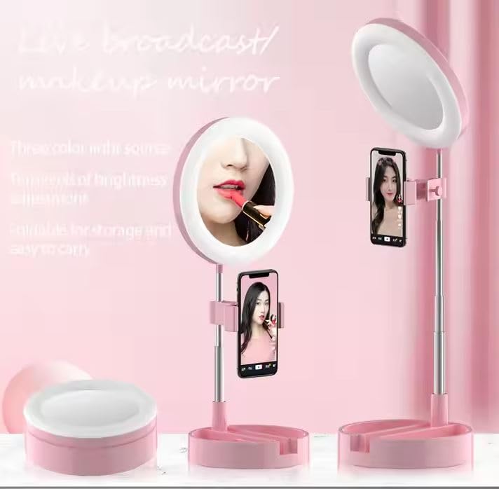 Crobat Beauty Live Broadcast Live Makeup Multipurpose Desk lamp Foldable dimmable Selfie Ring Light Phone Holder - Image 4