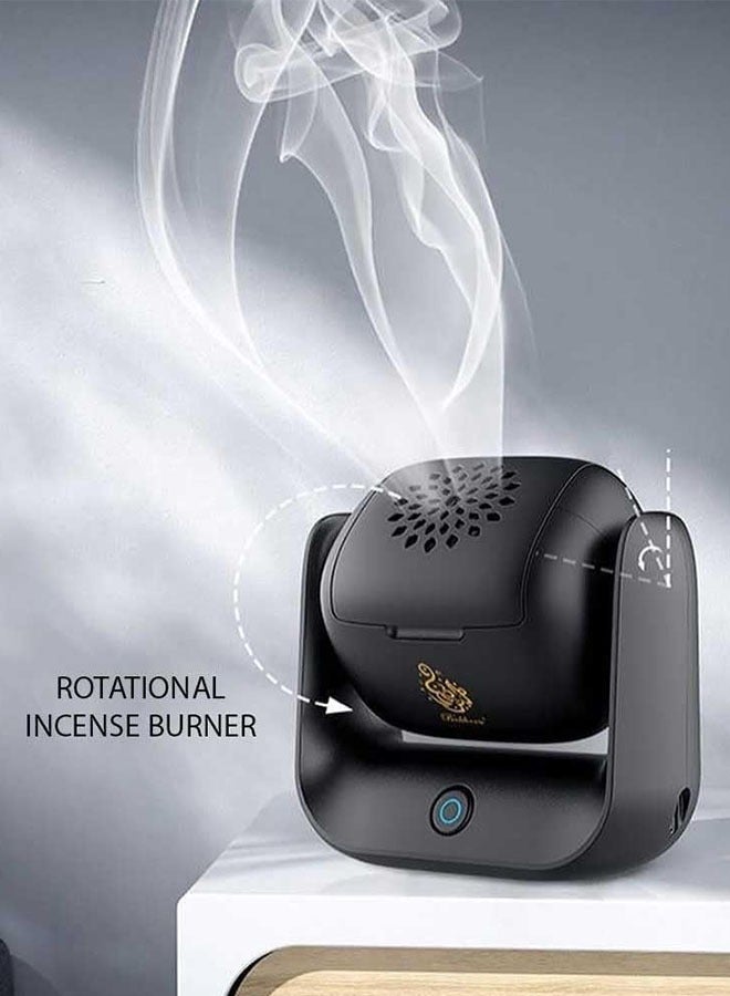 بخون محرك بخور كهربائي دوار بزاوية قابلة للتعديل 90°، مؤشر LED، تسخين بدرجة حرارة عالية تصل إلى 700°C، بطارية قابلة لإعادة الشحن بسعة 1500 مللي أمبير، وشحن سريع من نوع Type-C – مثالي للبخور، المنزل، المكتب، والسيارة - Image 3