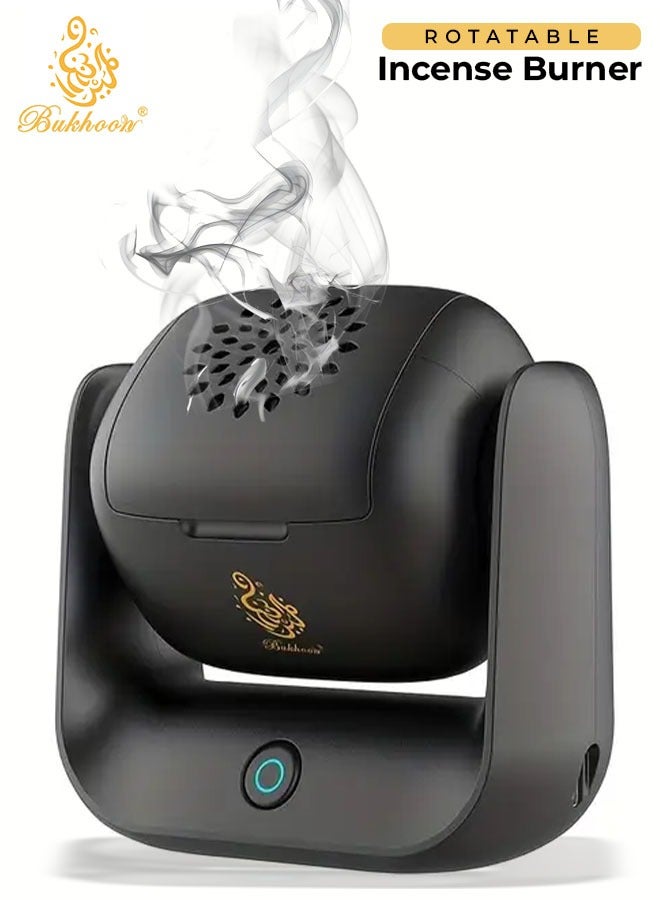 بخون محرك بخور كهربائي دوار بزاوية قابلة للتعديل 90°، مؤشر LED، تسخين بدرجة حرارة عالية تصل إلى 700°C، بطارية قابلة لإعادة الشحن بسعة 1500 مللي أمبير، وشحن سريع من نوع Type-C – مثالي للبخور، المنزل، المكتب، والسيارة - Image 1