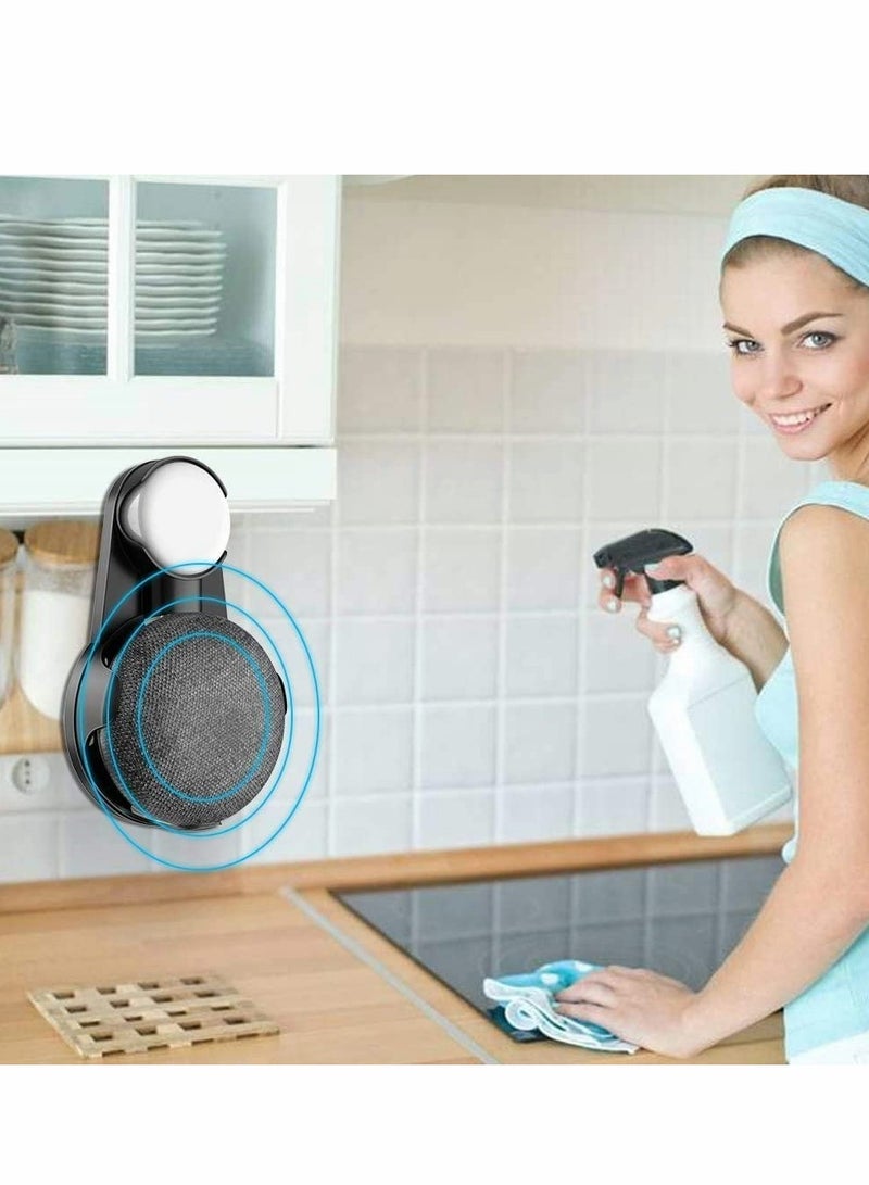 Excefore Socket Wall Mount Holder Stand Hanger Plug in Kitchen Bathroom Bedroom, Hides the Long Cord, for Google Home Mini, Nest Mini (2nd gen) - Black - Image 2