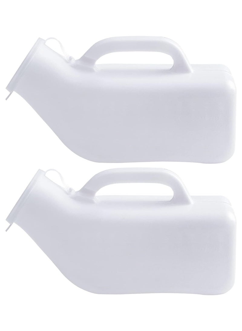 Generic Male Urinal Urine Bottle with Lid /1000mL (White) pack of 2 Urinal Bottle, for Car Hospital Travel Camping Elderly Incontinence  - Image 1