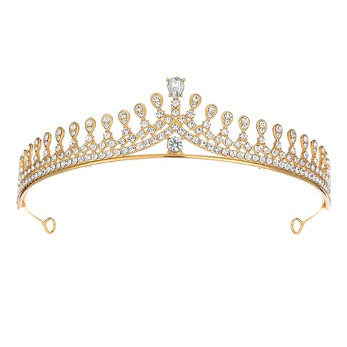 Peora Gold Plated Cubic Zirconia Studded Princess Tiara Crown for Girls Women Birthday Gift Hair Accessories - Image 1