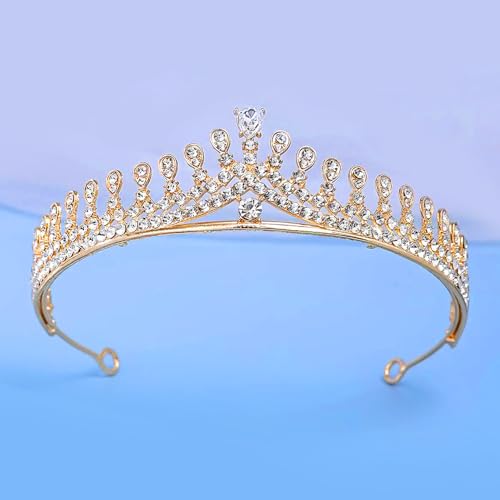 Peora Gold Plated Cubic Zirconia Studded Princess Tiara Crown for Girls Women Birthday Gift Hair Accessories - Image 2