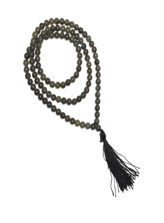 Pyramid Tatva Labradorite Mala - 108 Natural 8mm Beads Jap Mala for Meditation, Reiki, Yoga & Chakra Balancing - Image 1