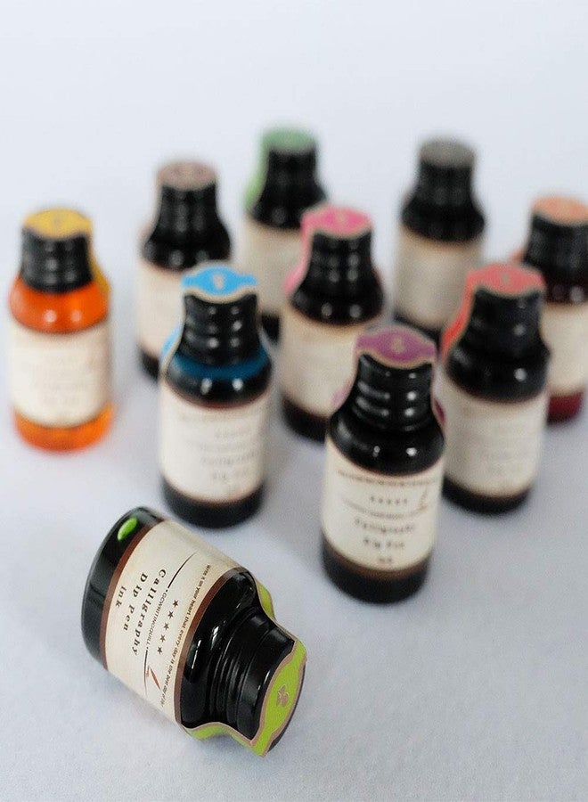 GC QUILL Dip Pen Ink, 10 Colors Fountain Dip Pen Ink Set Non-Carbon Drawing Writing Art Craft Dip Inks Bottles, 20cc Bottle 10 Colors Set LL-710 - Image 5