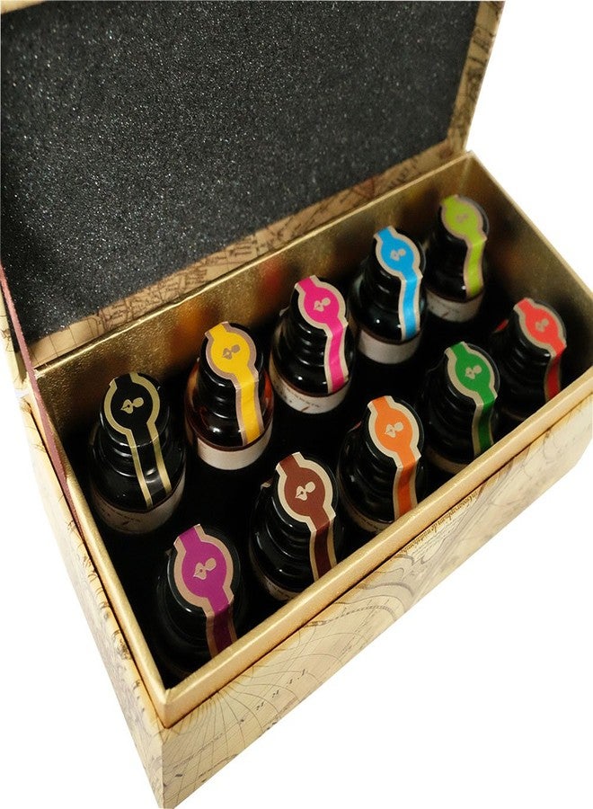 GC QUILL Dip Pen Ink, 10 Colors Fountain Dip Pen Ink Set Non-Carbon Drawing Writing Art Craft Dip Inks Bottles, 20cc Bottle 10 Colors Set LL-710 - Image 1