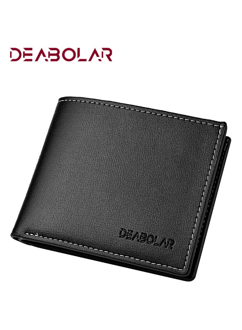 ديبولار محفظة رجالية، محفظة جيب بيفولد مع نافذة هوية، أسود 11.8 × 9.5 × 2 سم - Image 1