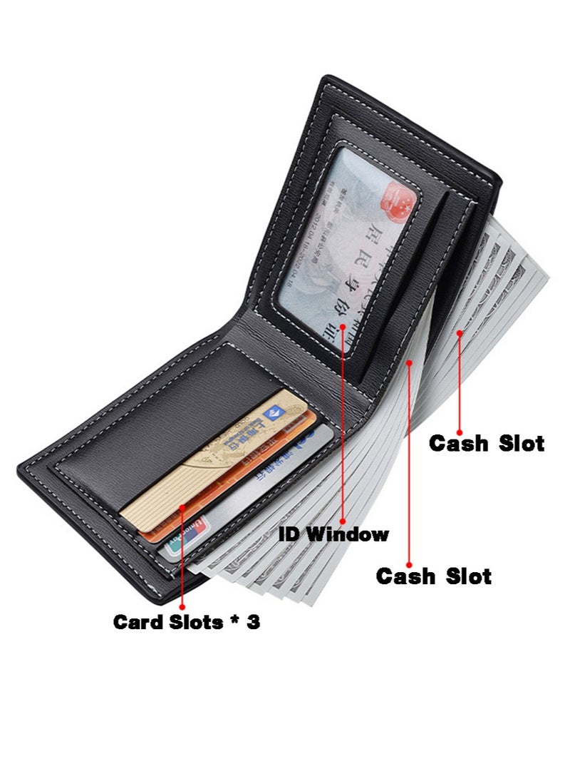 ديبولار محفظة رجالية، محفظة جيب بيفولد مع نافذة هوية، أسود 11.8 × 9.5 × 2 سم - Image 2