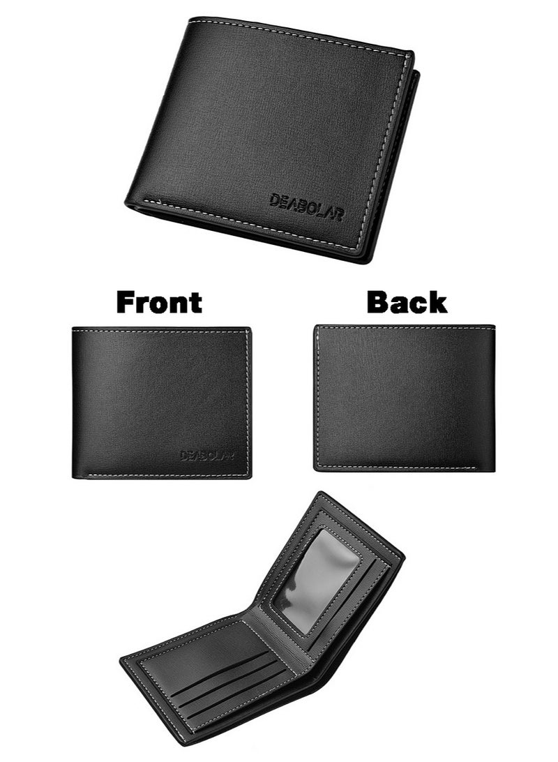 ديبولار محفظة رجالية، محفظة جيب بيفولد مع نافذة هوية، أسود 11.8 × 9.5 × 2 سم - Image 4