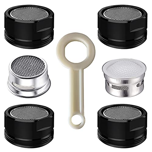 BOETOADG 4PCS 2.2 GPM Faucet Aerator, 2 Pack Aeration Filter Replacement Parts With Brass Housing 15/16 Inch 24mm Male Thread Aerator Faucet Filter With Gasket For Kitchen And Bathroom (Black) - Image 1