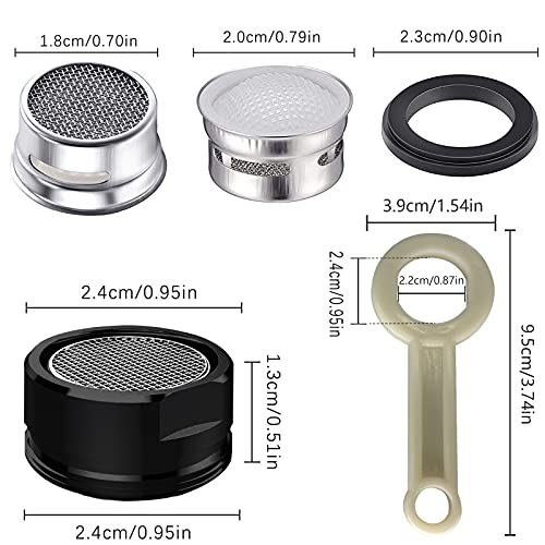 BOETOADG 4PCS 2.2 GPM Faucet Aerator, 2 Pack Aeration Filter Replacement Parts With Brass Housing 15/16 Inch 24mm Male Thread Aerator Faucet Filter With Gasket For Kitchen And Bathroom (Black) - Image 2
