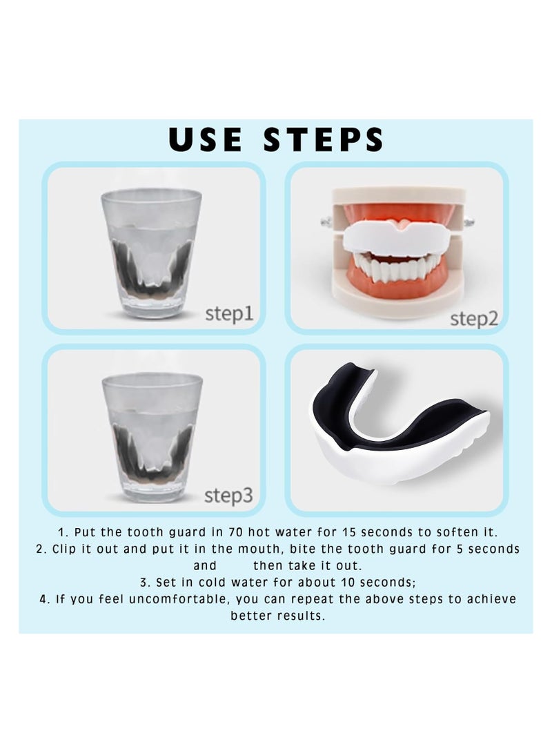 4 Pcs للبالغين الرياضيين درع اللجام مع حقيبة، للملاكمة هوكي فنون الدفاع عن النفس MMA كاراتيه تايكوندو وغيرها من الرياضات التي يتم الاتصال بها (أبيض + أسود) - Image 4