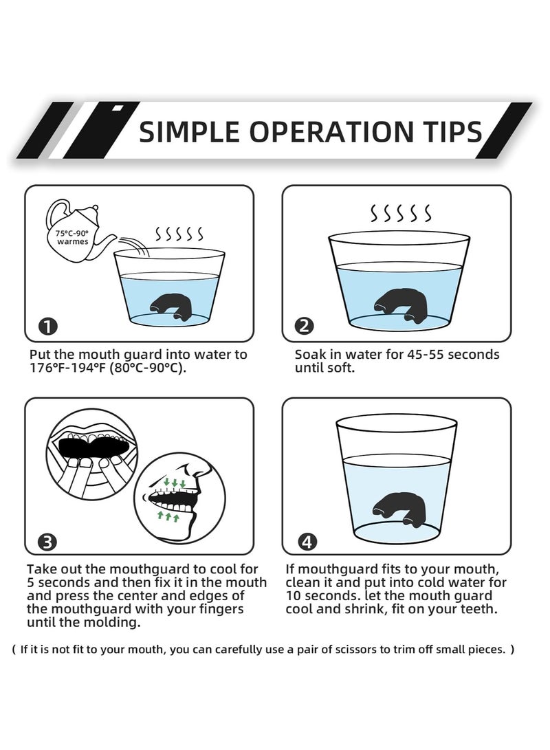 4 Pcs للبالغين الرياضيين درع اللجام مع حقيبة، للملاكمة هوكي فنون الدفاع عن النفس MMA كاراتيه تايكوندو وغيرها من الرياضات التي يتم الاتصال بها (أبيض + أسود) - Image 5