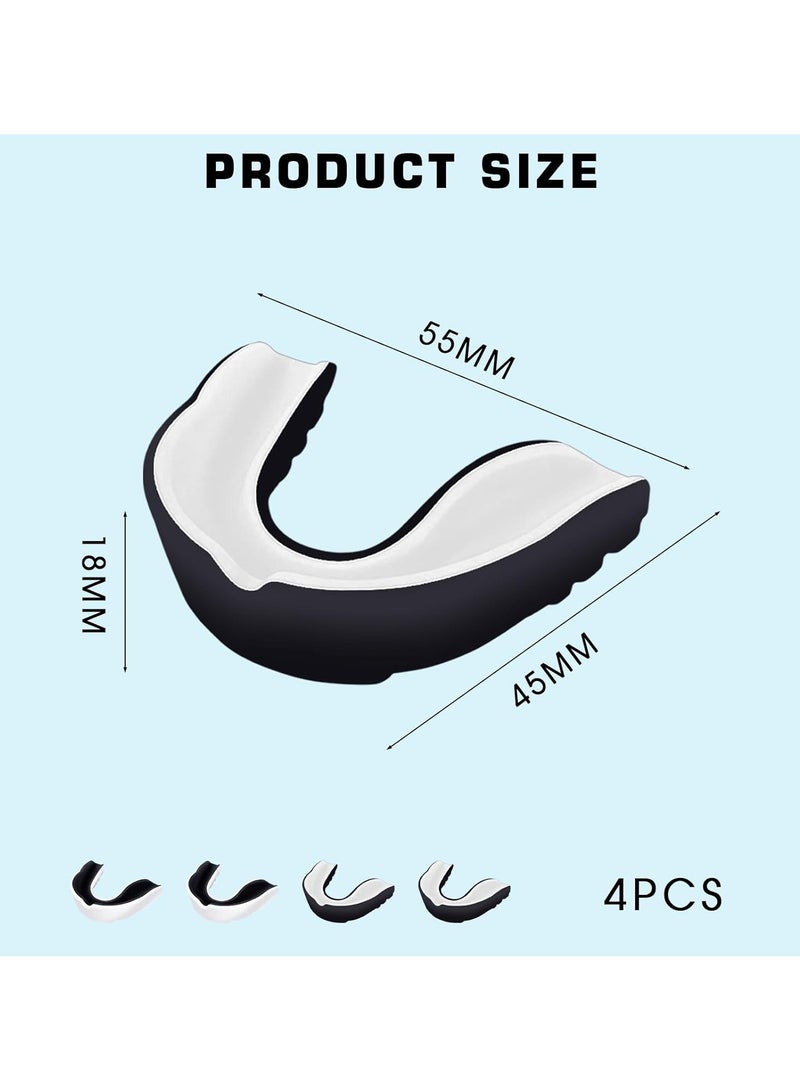 4 Pcs للبالغين الرياضيين درع اللجام مع حقيبة، للملاكمة هوكي فنون الدفاع عن النفس MMA كاراتيه تايكوندو وغيرها من الرياضات التي يتم الاتصال بها (أبيض + أسود) - Image 2