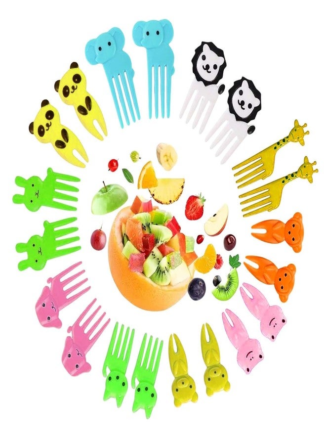 kunya® 10 Pcs Animal Cartoon Set of Fruit Fork for Kids, Reusable Giraffe & Elephant Food Fruit Picks for Kids, Cute Bento Box Decor, Plastic Fruit Forks for Dessert, Snack(Random Colours) - Image 1
