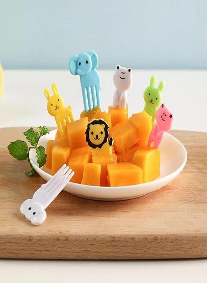 kunya® 10 Pcs Animal Cartoon Set of Fruit Fork for Kids, Reusable Giraffe & Elephant Food Fruit Picks for Kids, Cute Bento Box Decor, Plastic Fruit Forks for Dessert, Snack(Random Colours) - Image 2