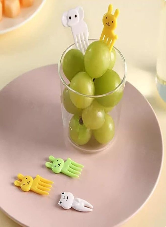 kunya® 10 Pcs Animal Cartoon Set of Fruit Fork for Kids, Reusable Giraffe & Elephant Food Fruit Picks for Kids, Cute Bento Box Decor, Plastic Fruit Forks for Dessert, Snack(Random Colours) - Image 4