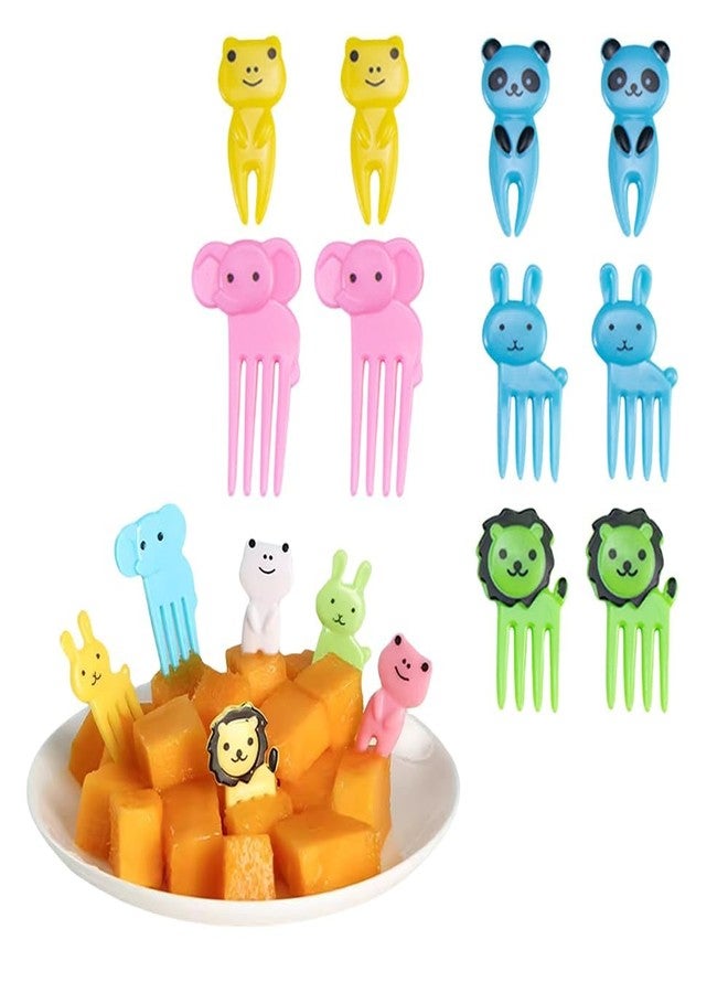 kunya® 10 Pcs Animal Cartoon Set of Fruit Fork for Kids, Reusable Giraffe & Elephant Food Fruit Picks for Kids, Cute Bento Box Decor, Plastic Fruit Forks for Dessert, Snack(Random Colours) - Image 3
