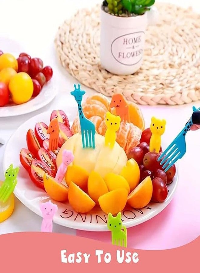 kunya® 10 Pcs Animal Cartoon Set of Fruit Fork for Kids, Reusable Giraffe & Elephant Food Fruit Picks for Kids, Cute Bento Box Decor, Plastic Fruit Forks for Dessert, Snack(Random Colours) - Image 5