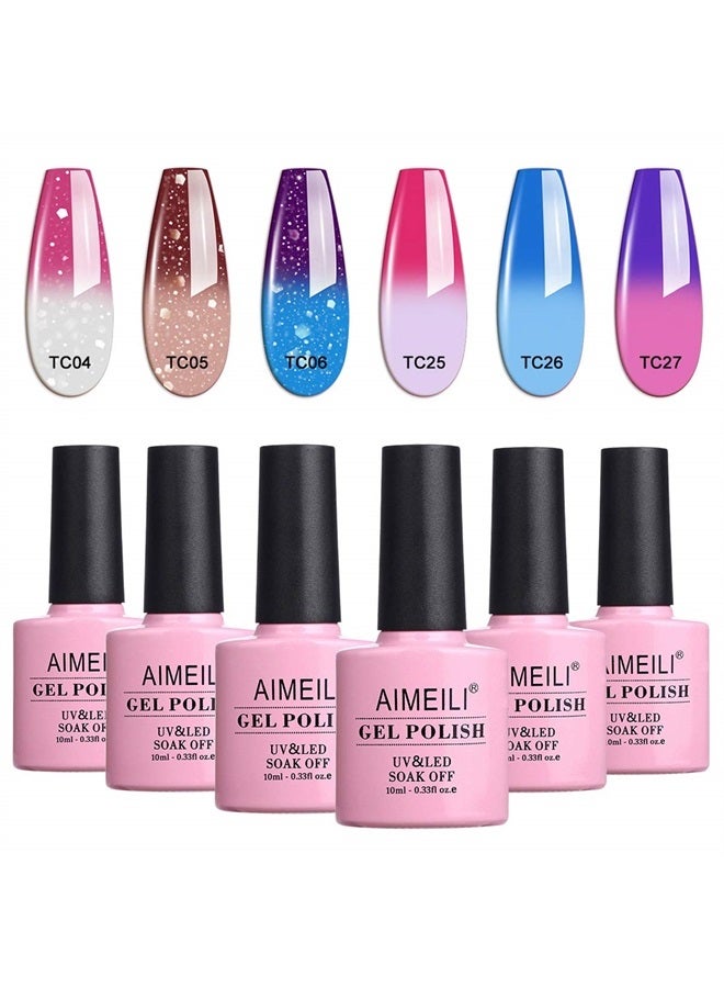 AIMEILI Mood Changing Nail Polish Gel Soak Off U V LED Chameleon Gel Nail Polish Set Of 6pcs X 10ml- Kit Set 14 - Image 1