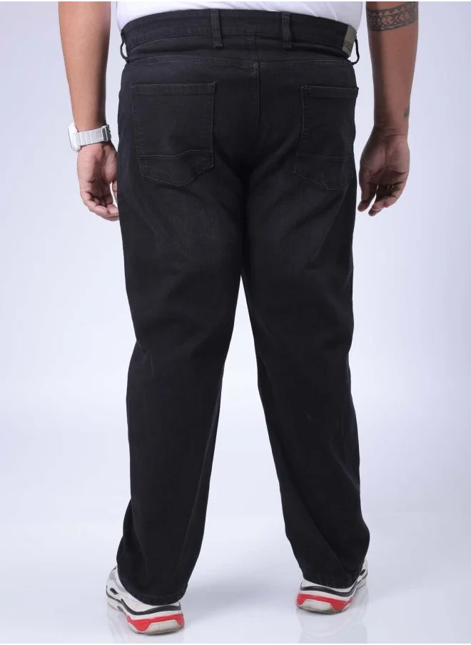 هاردسودا Men Plus Size Vintage Straight Fit Solid Mid-Rise Stretchable Jeans