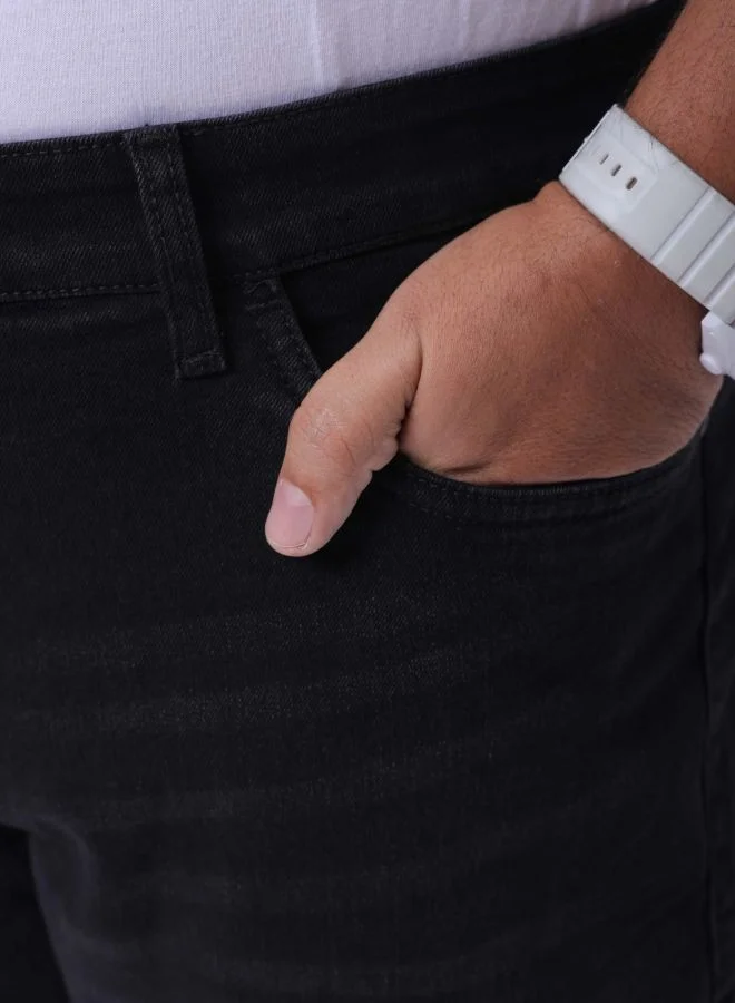 هاردسودا Men Plus Size Vintage Straight Fit Solid Mid-Rise Stretchable Jeans