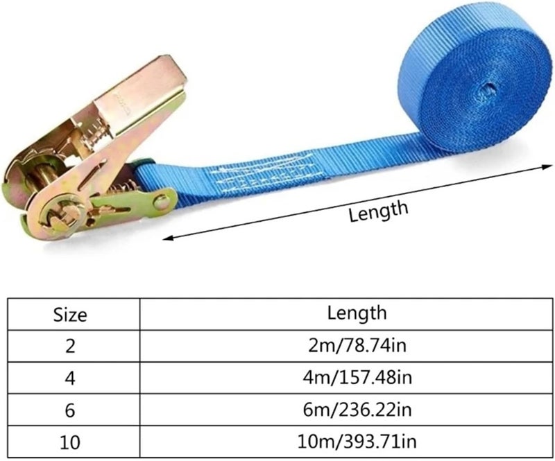 6.56ft Universal Lashing Strap with Ratchet 1000kg(2200lbs) Tensile Force Cargo Tie Down Strap Heavy Duty Roof Rack Strap(8pcs) - Image 2