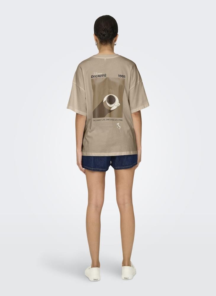 اونلي قميص بفتحة رقبة دائرية ومزين بطبعة - Image 2